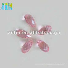 Perles de cristal à facettes larme Vintage Lacrima AB Rose 8mm * 13mm